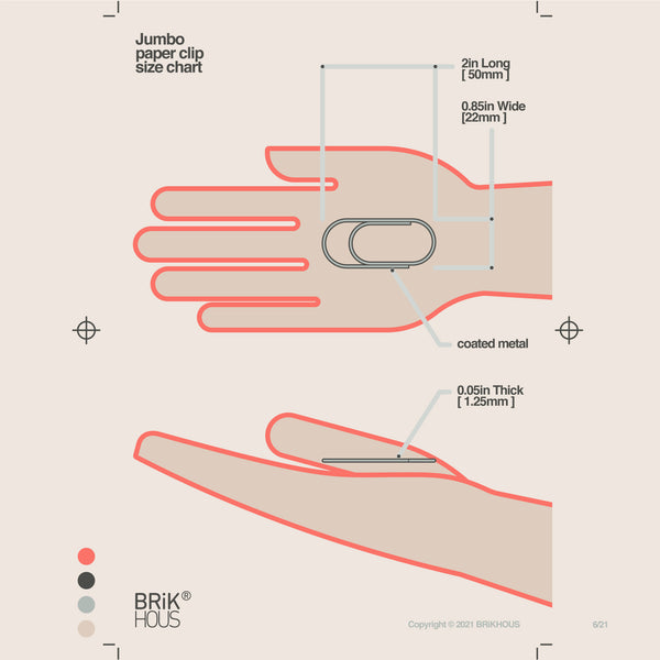 brik hous size chart illustration large paperclip size chart showing how big a 2 inch 50mm jumbo wide paper clip bookmark notebook 