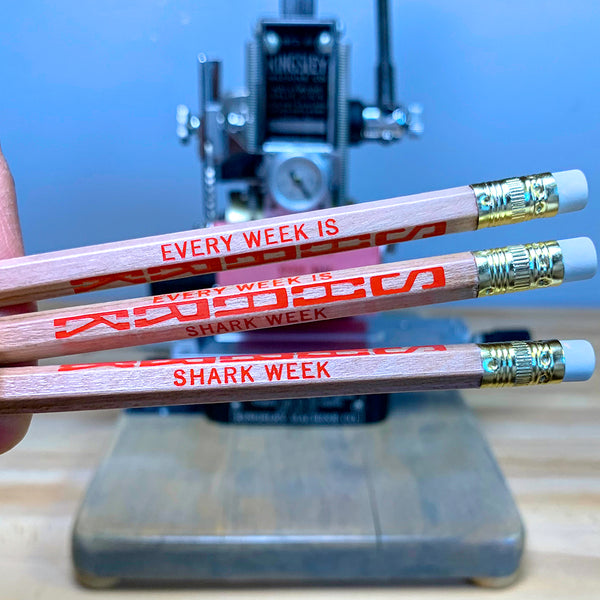 Every Week Is Shark Week Pencil Set - Seven Pencils + Pouch