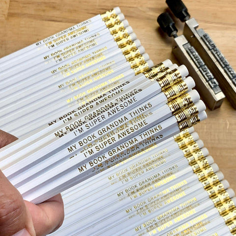 Custom Stamped Pencils - Seven + Pencil Pouch