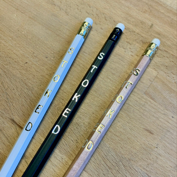 Custom Stamped Pencils - Seven + Pencil Pouch